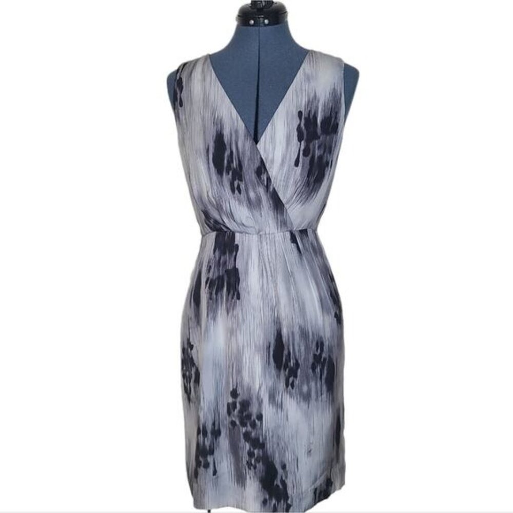 Banana Republic silk black and white waterfall art deco dress size 6